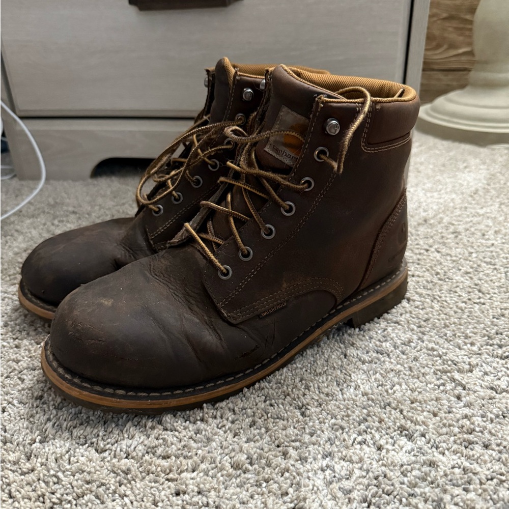 Carhartt Brown Leather Work Boots. Waterproof